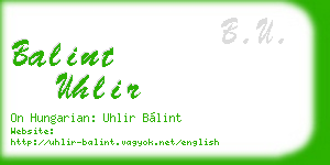 balint uhlir business card
